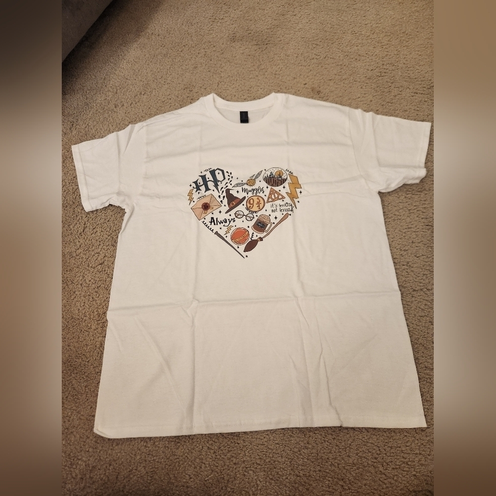Womens Gilidan‎ Harry Potter Printed T Shirt Short Sleeve White Size L #E113
